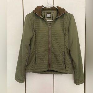 Olive green small women’s Scapegoat winter jacket with hood